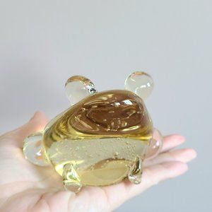 Art glass with bubbles frog/toad figurine paper weight.